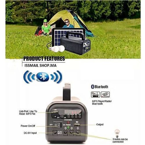 Isolar Solar Mini Kit Solaire Avec 2 Lampes Led Radio MP3 Et Panneau Solaire - 3